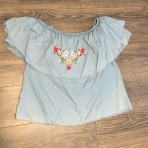 Off the shoulder embroidered top